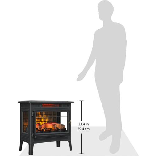 duraflame Freestanding Electric Fireplace Stove Heater with 3D Flame Effect for 1,000 Sq. Ft. Room, Black
