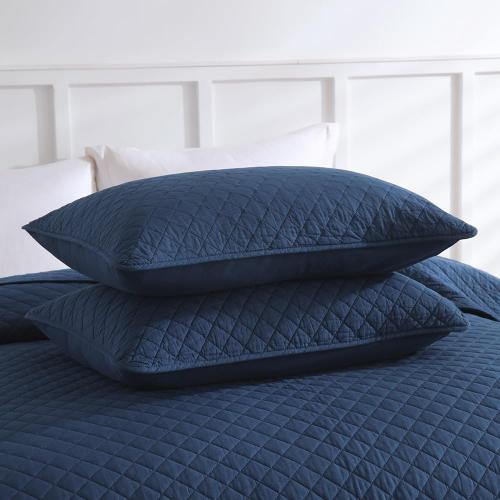 Cotton Quilt Bedding Sets Queen Size, 3 Pieces Reversible Lightweight Coverlets Comforters Bedspreads for All Seasons,Geometric Stitching Pattern,Navy Blue
