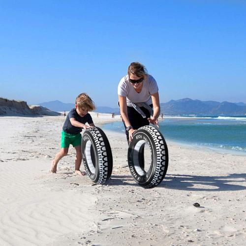 Inflatable Tire Tubes Pool Floats for Adults Kids Tire Swimming Rings River Raft Truck Race Car Themed Birthday Party Supplies Decorations 4Pack