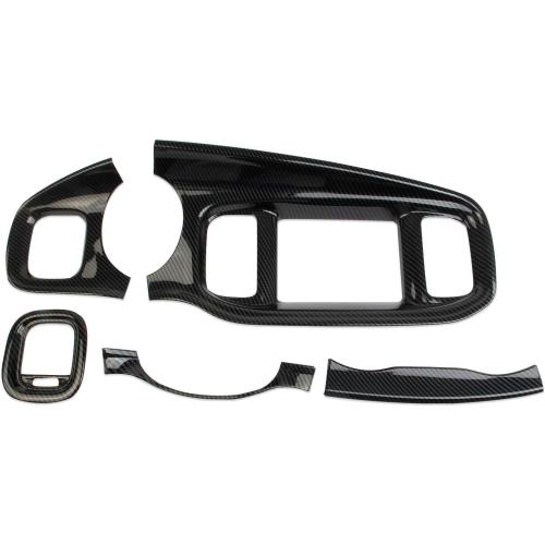 crosselec Carbon Fiber Center Consoles Dashboard Instrument Gauge Cluster Dash Air Vent Panel Kit Cover Trim Garnish Bezel for for Dodge Charger 2015-2023 (Black Carbon Fiber)