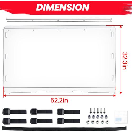 StarknightMT Scratch-Resistant Ranger 800 570 Windshield - UV-Proof Hard-Coated Full Windshield Compatible with Polaris 2010-2016 Ranger XP 800/Ranger XP 800 Crew/Ranger 800 6x6
