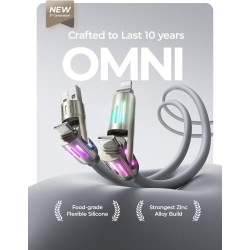 2 pk LISEN USB C to Lightning Cable, Chubby 240W 4 in 1 Charging Cable 6.6FT, USB A/C to C/Lightning with Light for iPhone 17 16 15 14 Pro Max/MacBook/iPad/Samsung S25/Switch/PS5,Camera & Photo Cables