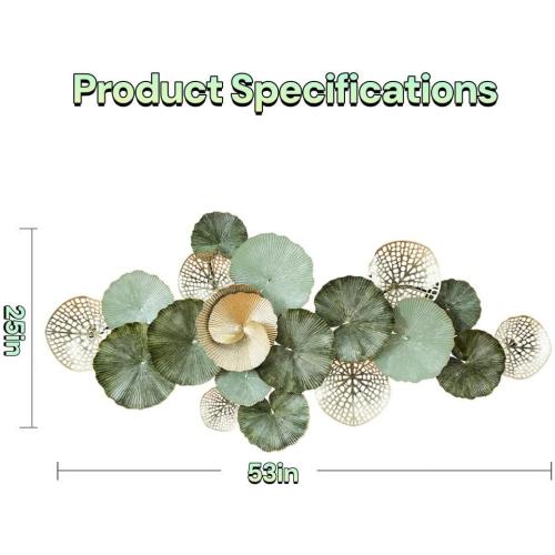 Brogana Large Wall Decor, 3D Handmade Metal Wall Art, Boho Lotus Leaf Metal Wall Decoration, Nautical Coastal Wall Decor, for Living Room Kitchen Office Yoga Room