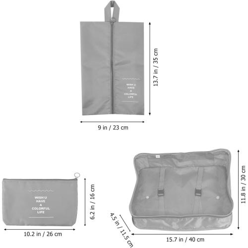 VILLCASE 8pcs Waterproof Travel Organizer Bag Set with Packing Cubes and Clothes Storage Pouches, Gray Fabric Suitcase Organizer for Luggage and Trip Packing
