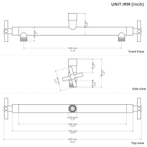 Shower Head Manifold with Double Outlet and Shut Off Valves for Dual Sprayer Showering System,Can Connect Two Showerheads,Brushed Nickel,STN02-L