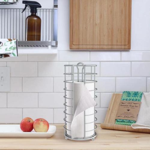 Toilet Paper Holder Stand, Freestanding Bathroom Toilet Paper Organizer, 3 Mega Roll Toilet Paper Holder for Under Sink, Vanity, Cabinet Shelf (Silver)