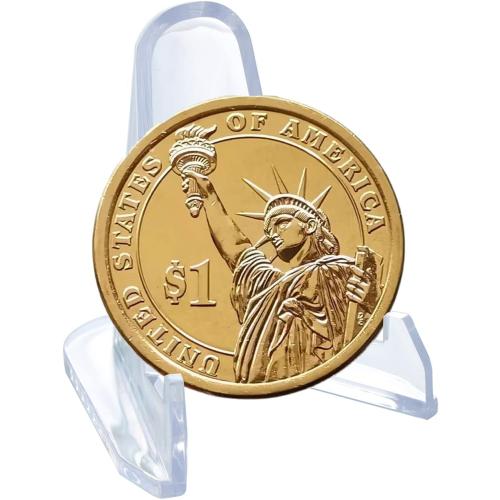 50 PCS Acrylic Display Holder Clear Display Easel Stands for Coins Capsules Phone Medals Stones Cards 'Small'