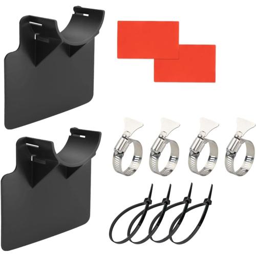 2pcs Swimming Pool Pipe Holders, with 2 Ties& 2 Adhesive Tape& 4 Pipe Clamp, Pool Hose Support Bracket, for 1.18-1.49 inches Dia Pipes, for Above Ground Pool-Hoses, Preventing Pipes Sagging Accessory