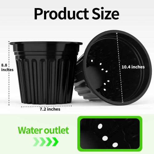 3 Gallon Planter Nursery Pots, Seed Starting Pot Plastic Flower Seedling Pots with Drainage Holes Flexible Plant Container for Garden Lawn Yard Plants Seedlings ( 3 Gallon)