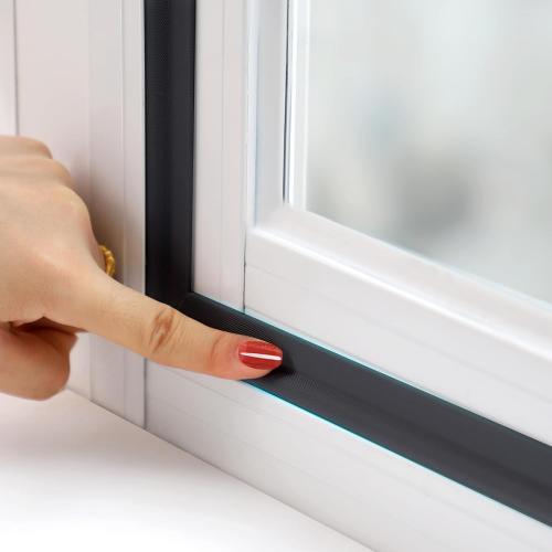 MOPMS Draft Stopper Sweep, Door Weatherproofing Stripping, Window Seal Strip Self-adhisive Soundproof Seal Strip Cuttable Window Weather Stripping, Length 6.56Ft- Black