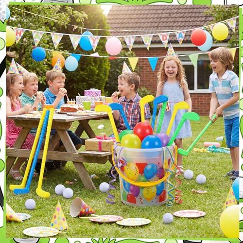 Teyva 24 Pcs Plastic Mini Golf Clubs for Toddlers Kids Birthday, Bright