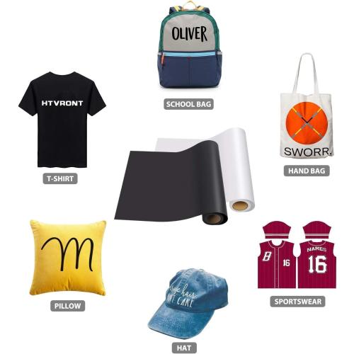 HTVRONT HTV Heat Transfer Vinyl Roll- 12 x 8ft Black HTV Vinyl for Shirts, Iron on Vinyl for All Cutting Machine - Easy to Cut & Weed for Iron Design (Black)