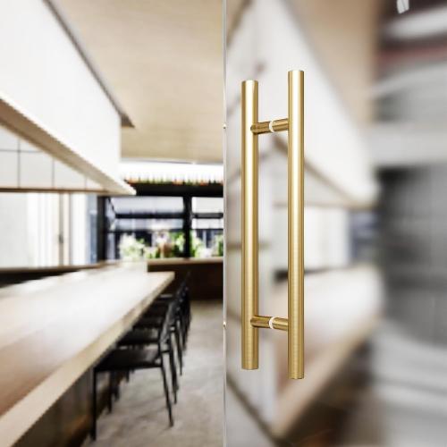 24-inch/304 Stainless Steel Sliding Barn Door Handle, H-Shaped Commercial Push-Pull Glass Long Door Handle Double-Sided，Modern Shower Door Handle,Gold (Gold, 24inch/60cm)