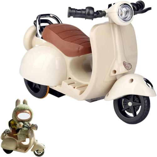 Scooter for Labubu with Light and Music, Have A Seat for Labubu Accessories, Mini Electric Doll Scooter Interactive Decor Desktop Ornaments for Labubu Collectors