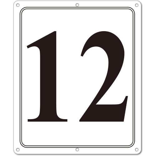 Premium Metal Numbered Sign Outdoor, Reflective 12 x 10 Large Aluminum Number Signs 12 for Parking Space, Tennis Court, Field, Warehouse, Aisle, Building, Dock, High Visibility, Weather-resistant, No Fade