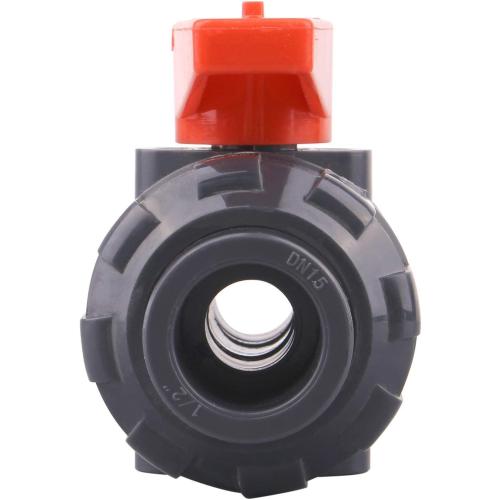 DERNORD PVC True Union Ball Valve with Full Port, EPDM O-Rings, and Reversible PTFE Seats,Rated at 200 PSI (1/2 inch Socket)