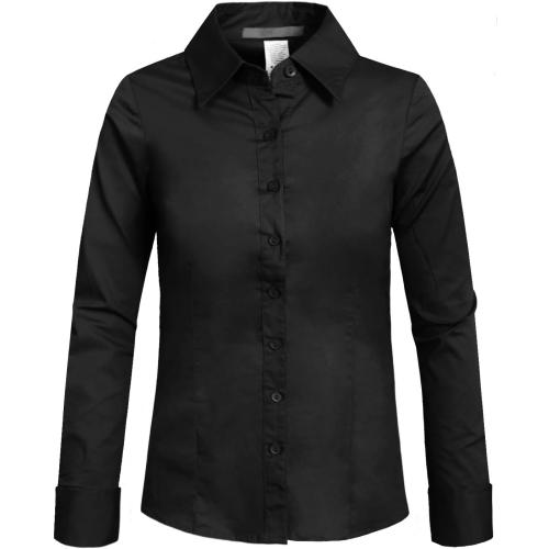 4XL Basic Casual Long Sleeve Roll Up Button Down Blouse Shirts