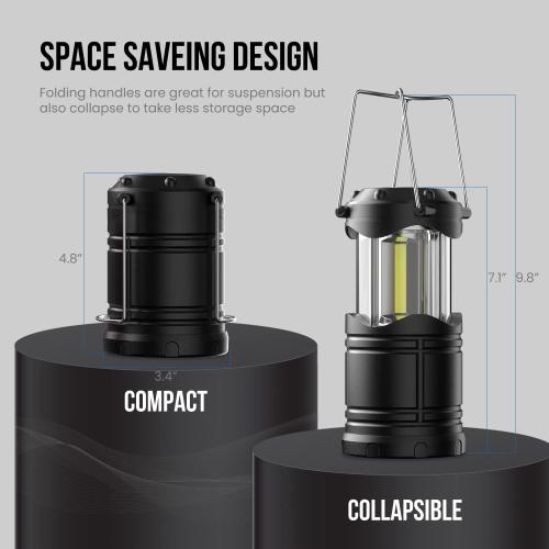 Lichamp LED Camping Lantern, 4 Pack Battery Powered Flashlight for Power Outages, Portable Collapsible Hanging Light Essential for Home, Outdoor, Emergency Lamp Survival Kit Gear for Hurricane, Black