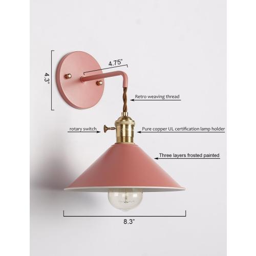 Wall Sconce Lamps Lighting Fixture with on Off Switch,Green Macaron Wall lamp E26 Edison Copper lamp Holder with Frosted Paint Body Bedside lamp Bathroom Vanity Lights