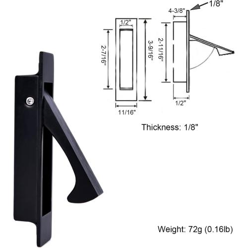 Dontay Pocket Pull Handle, Edge Pull, Professional Stainless Steel 304, Flush Mount for Sliding Door (Matte Black, 1)