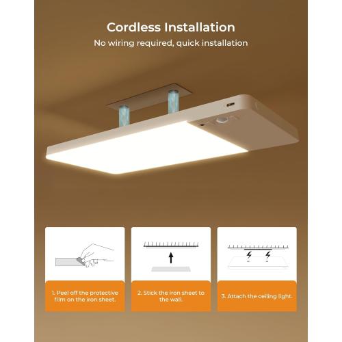 FULEN Rechargeable Motion Sensor Ceiling Light Upgraded,Closet Light with 12000mAh Battery, LED Shower Lights, Ceiling Lamp for Bathroom,Pantry,Garage,Remote Control