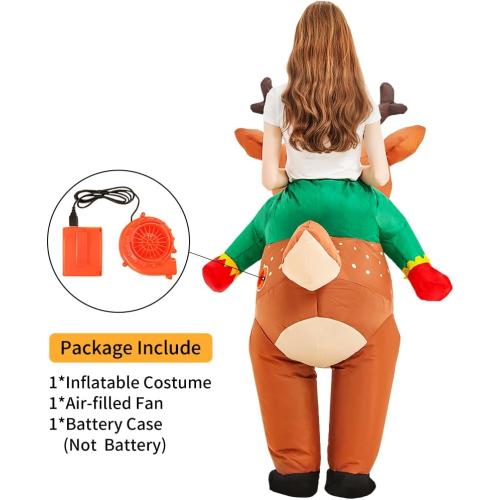 Inflatable Reindeer Costume Adult Blow Up Deer Elk Animal Costumes Ride On Holiday Inflatable Halloween Christmas Costume For Women Men Party