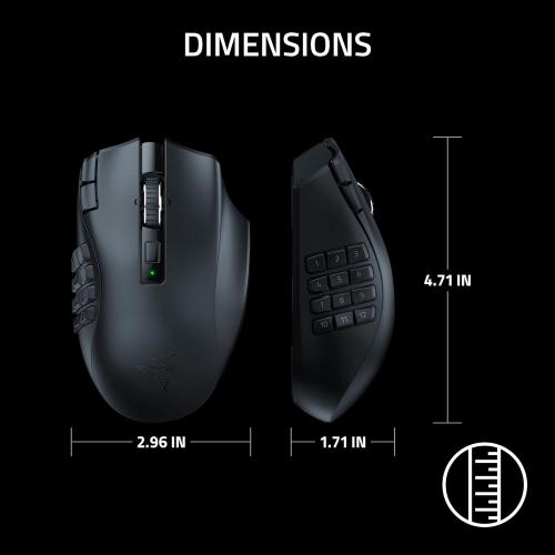 Razer Naga V2 HyperSpeed Wireless MMO Gaming Mouse: 19 Programmable Buttons - HyperScroll Technology - Focus Pro 30K Optical Sensor - Mechanical Mouse Switches Gen-2 - Up to 400 Hr Battery Life
