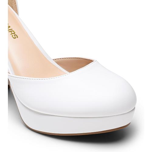 DREAM PAIRS Women's Platform Chunky High Heels Closed Toe Block Ankle Strap Dress Bridal Party Wedding Shoes