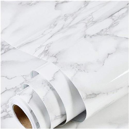 practicalWs Marble Wallpaper Granite White and Grey Paper Roll 23.6 x 118 Kitchen Countertop Cabinet Furniture is Renovated Thick PVC Easy to Remove Without Leaving Glue Upgrade
