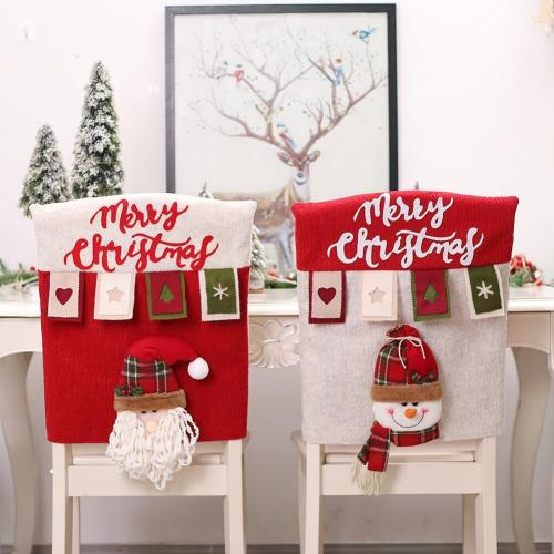 ikasus Dining Chair Back Cover Christmas Santa and Reindeer Protector Holiday Decorations Ornaments for Xmas Indoor Decoration, Party Holiday Festival Restaurant Decor Red#2