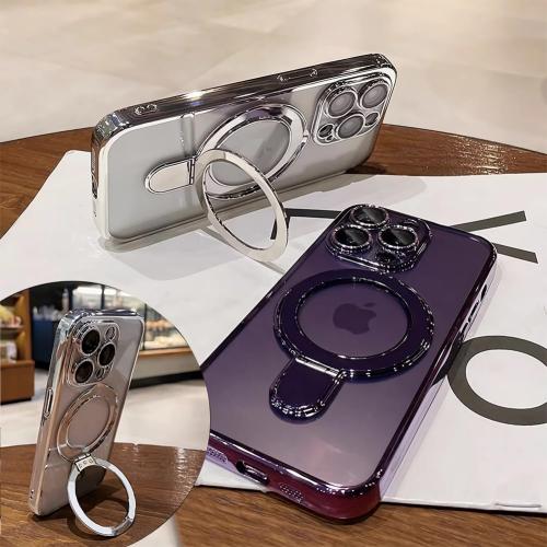 LXK Magnetic Invisible Stand for iPhone 16 Pro Max Case 6.9 Compatible with MagSafe, Military-Grade Protection, with Camera Protector, Clear Scratch-Resistant Back Cover for 16 ProMax,Blue Titanium