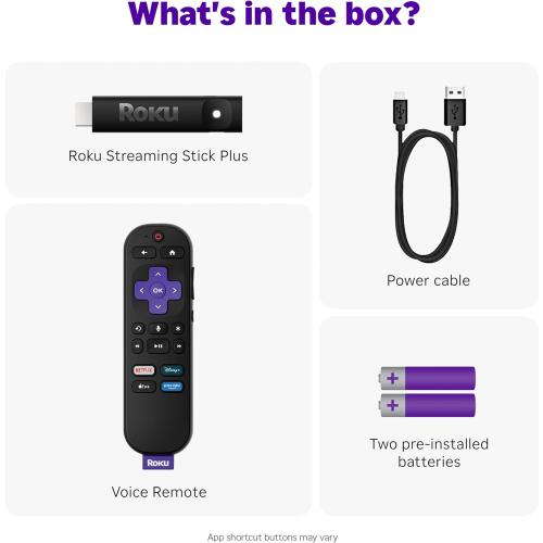 Roku Streaming Stick Plus 2025 - 4K & HDR Roku Streaming Device for TV with Voice Remote - Free & Live TV