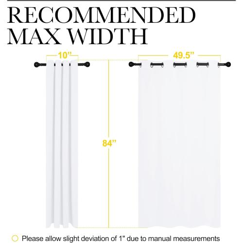 NICETOWN 100% Blackout Window Curtain Panels, Cold and Full Light Blocking Drapes with Black Liner for Nursery, 84 inches Drop Thermal Insulated Draperies (White, 2 Pieces, 52 Wide Each Panel)