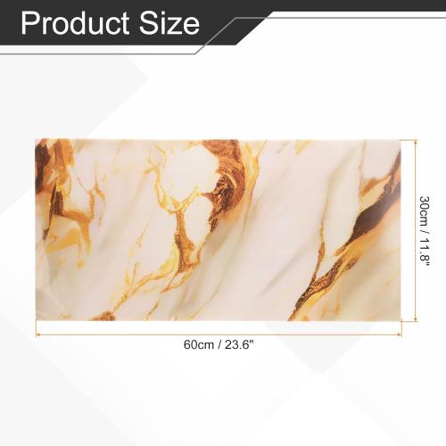 30pcs Peel and Stick Wall Panels 23.6 x 11.8 Skin Feel Brick Wallpapers (19.4 Sq. Ft. / 1.8 Sq.m. Coverage) Marble Tiles Adhesive Backsplash, White Gold