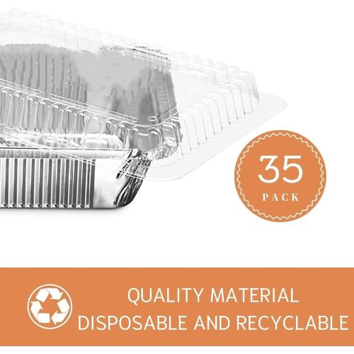 (35 Pack) 8x8 Aluminum Pans with Clear Plastic Lids - Square Baking Cake Pans - Foil Pans with Lids - Disposable Food Containers Great for Cooking, Heating, Storing, Prepping Food