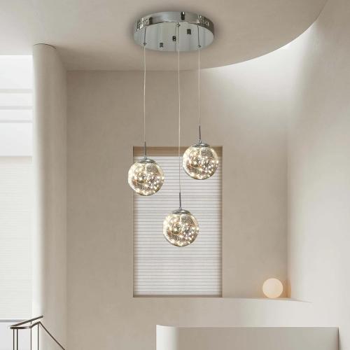 Pendant Lights Modern Crystal Chandeliers Hanging Light Fixture for Kitchen Island Sphere Pendant Light,Adjustable Chandelier for Dining Room,Foyer,Living Room Entryway