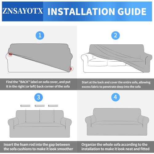 ZNSAYOTX 1 Piece Jacquard Couch Covers for 3 Cushion Couch Living Room High Stretch Sofa Cover Pets Dogs Friendly Anti Slip Thickened Slipcovers Furniture Protector (Sofa, Light Grey)
