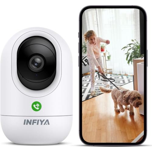 2K Baby Camera-WiFi Home Security Cameras Indoor via One-Tap Call with Elderly/Baby/Nanny, Motion Alert, Local/Optional Cloud Storage, Compatible with Alexa/Google Home, K7 1Pack (2.4GHz Only)