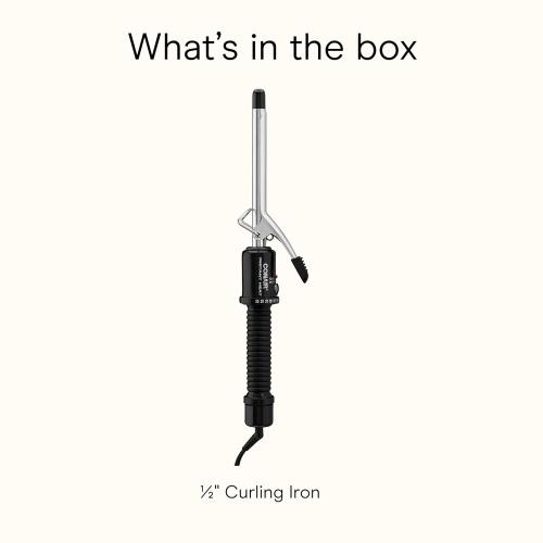 Conair Instant Heat ½ Inch Curling Iron, ½-Inch Barrel Hair Curler Produces Tight Curls, 25 Heat Settings, Dual Voltage, For Use on All Hair Lengths, Black