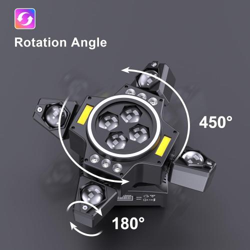 Moving Head DJ Lights,120W Party Light 4 Arm RGBW 4-in-1 Bee-Eyes Beam/Wash/Red Green Starry Sky Golden Strobe Halo Ring Effect Light,Sound-Active/DMX/Remote Control for Party Club Stage Show