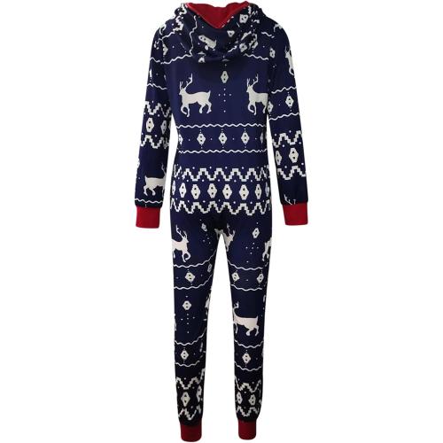 Sexy Christmas Pajamas for Women Large Hooded Onesie with Pockets Xmas Reindeer Print Sleepwear One Piece Jumpsuit