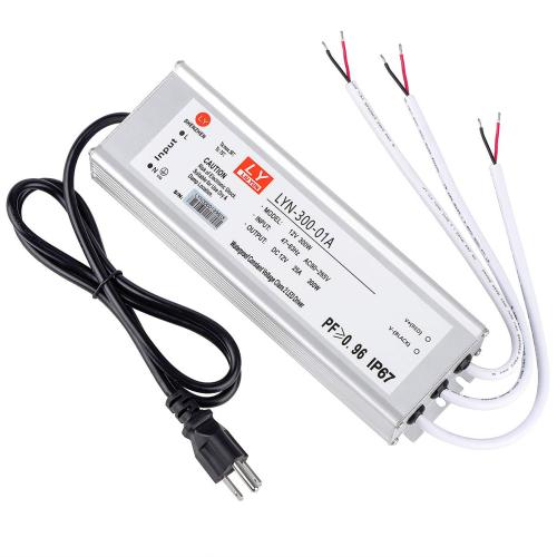 LED Driver 100 Watts (100W X3) 25A Waterproof IP67 Power Transformer Adapter 90-265V AC to 12V DC Low Voltage Output, With 3-Pin Plug 3.3 Ft Cable for Lighting Outdoor Light and Any 12V DC