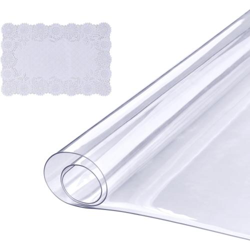 VEVOR  Large Clear Table Cover Protector, 1.5mm Thick PVC Plastic Tablecloth, Waterproof & Oil Spill Proof, Customizable Rectangle Table Cover for Writing Desk, Coffee Table, Dining Room Table