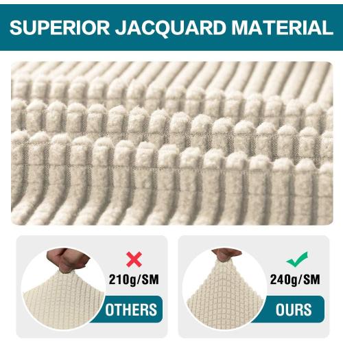 Turquoize Stretch Bar Stool Cover Counter Stool Pub Chair Slipcover for Dining Room Cafe Barstool Slipcover Removable Furniture Chair Seat Cover Jacquard Fabric with Elastic Bottom Set of 4, Natural