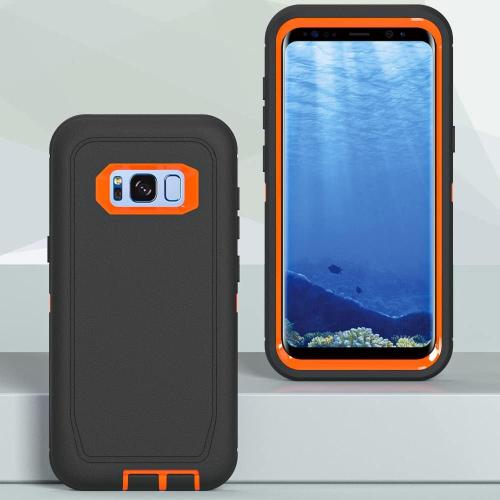 Case for Galaxy S8 with Clip, Heavy-Duty Tough Rugged Shockproof Drop Protective Cover Cases for Samsung Galaxy S8, Black Orange