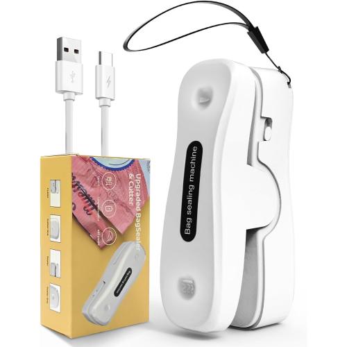Mini Bag Sealer Rechargeable 2-in-1 Snack Sealer with Magnet Portable Bag Resealer USB Mini Sealer for chip Bag Plastic Bag Storage Freshness