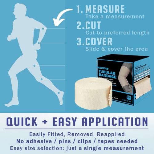 EVERLIT Elasticated Tubular Support Bandage | Stockinette Tubing for Large Arm, Knees, Legs | Light to Moderate Compression Bandage Roll For Tissue Support (Size F | 4 x 11 yd)