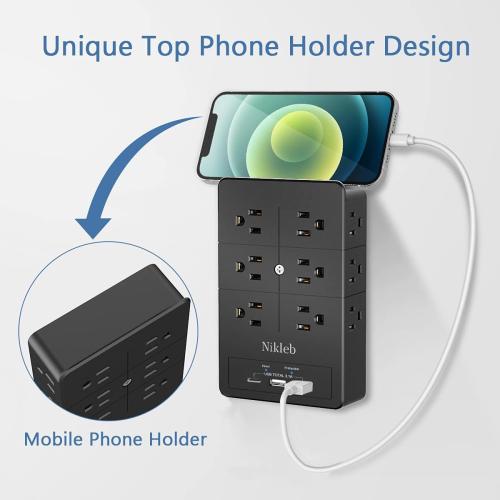 Multi Plug Outlet Extender Nikleb, Surge Protector 12 Outlets, Wall Plug with 2 USB  USB C Ports Total 3.1A, Charger Blocks Wall Mount, Outlet Splitter Heavy Duty for Home, Office, Garage Improvement