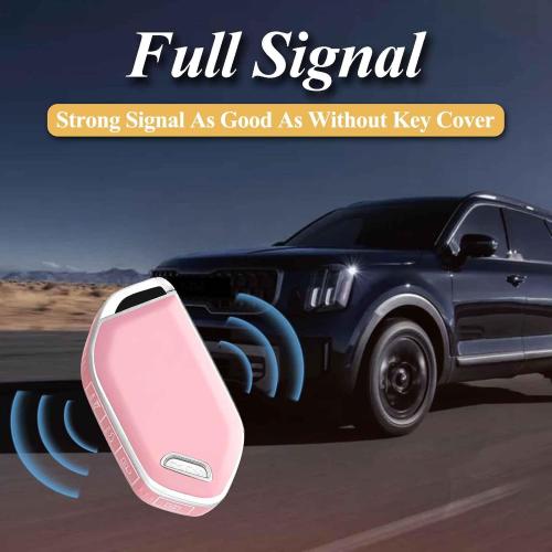 Montague Key Fob Cover for KIA with Leather Keychain, Premium TPU Key Case Shell for Kia Telluride, Sorento X-Line, K4/K5 GT-Line Remote Smart Key Fob Protector (5 Buttons, Pink)
