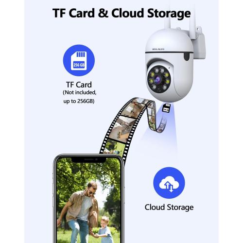 WEILAILIFE 【Auto Tracking & 2-Way Audio】 3MP Security Cameras Wireless Outdoor, PTZ WiFi Video Surveillance Cameras for Home Security